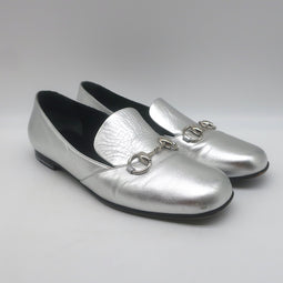 Gucci Kira Metallic Leather Horsebit Flats