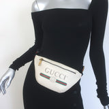 Gucci Logo Belt Bag Ivory Grained Leather Small Crossbody