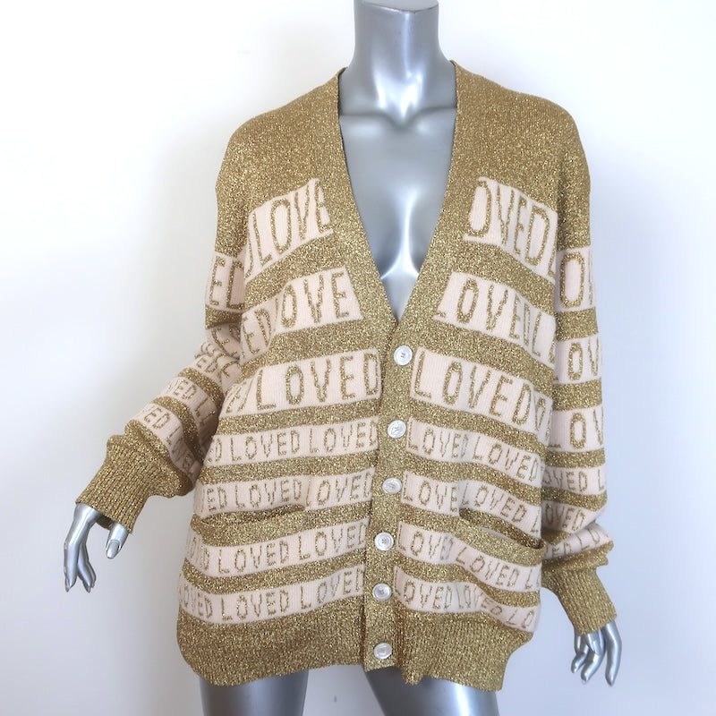 Gucci Loved Reversible Cardigan Gold Lurex