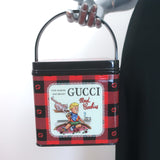 Gucci Mad Cookies Top Handle Lunchbox Bag Red & Black Check Print Plastic NEW