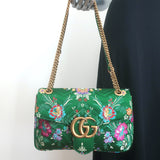 Gucci Marmont Green Floral satin
