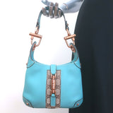 Gucci Nailhead Jackie Mini Hobo Bag Blue Leather & GG Canvas