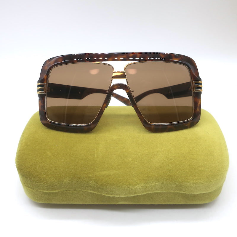 Gucci Oversized Aviator Sunglasses Havana Tortoise GG0900S  display picture 3