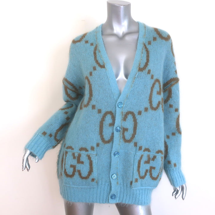 Gucci Reversible Oversized GG Cardigan Brown &amp; Blue 