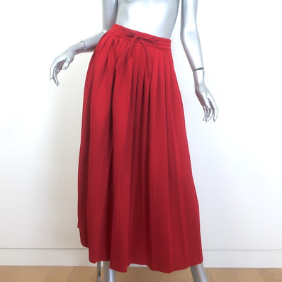 Gucci Side-Stripe Pleated Midi Skirt Red 