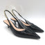 Gucci Signoria Logo Chain Slingback Pumps Black Patent Leather Size 38.5 NEW