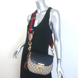 Gucci Sylvie Padlock GG Supreme Medium Crossbody Bag Brown & Black Leather