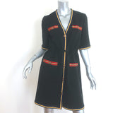 Gucci Tiger Button Striped-Trim Drawstring Mini Dress