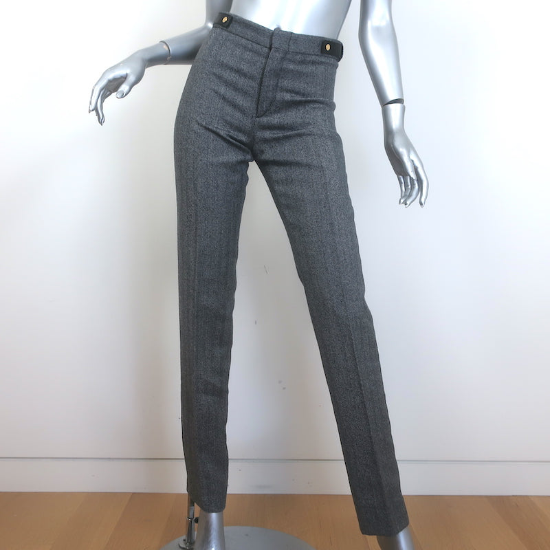 Gucci Tom Ford Herringbone Straight Leg Trousers Gray