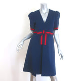 Gucci Web Bow Puff Sleeve Dress Royal Blue