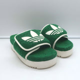 Gucci x Adidas GG Terry Cloth Platform Slide Sandals Green Size 37