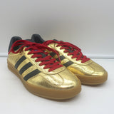 Gucci x Adidas Gazelle Low Top Sneakers Metallic Gold Leather Size 7.5 NEW