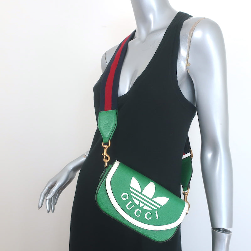 Gucci x Adidas Web Strap Mini Crossbody Flap Bag Green 