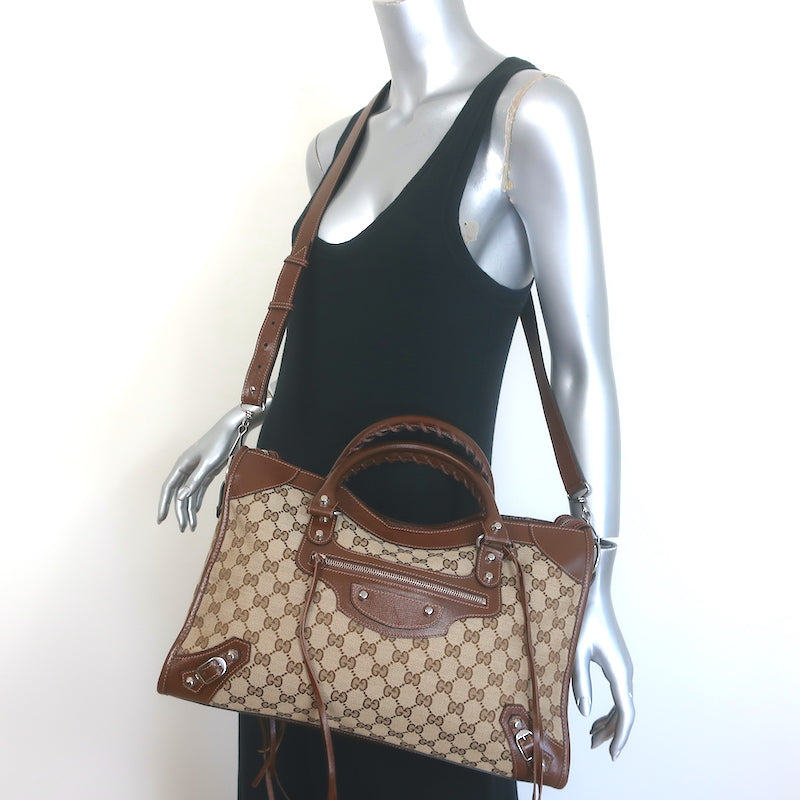 Used Gucci x Balenciaga Hacker Neo Classic GG Canvas Brown $2700