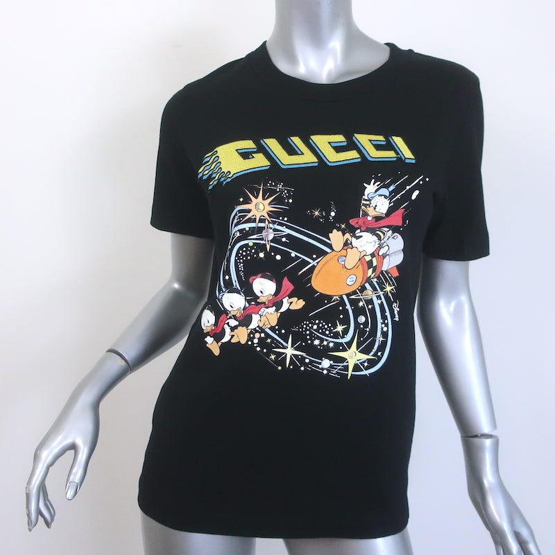 Gucci x Disney Donald Duck Rocket T-Shirt Black Size Small Short Sleeve Top