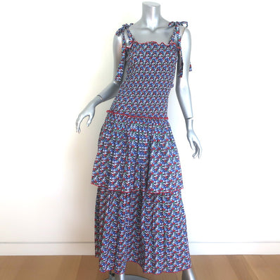 Gul Hurgel Tie-Strap Smocked Maxi Dress