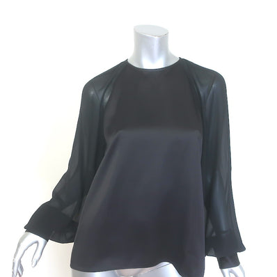 H&M x Lorena Saravia Chiffon-Sleeve Open Back Satin Blouse
