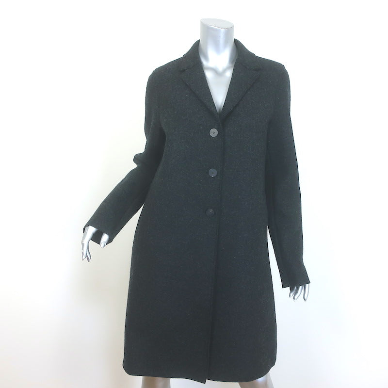 Harris Wharf London Overcoat Charcoal Boiled Wool Size 48