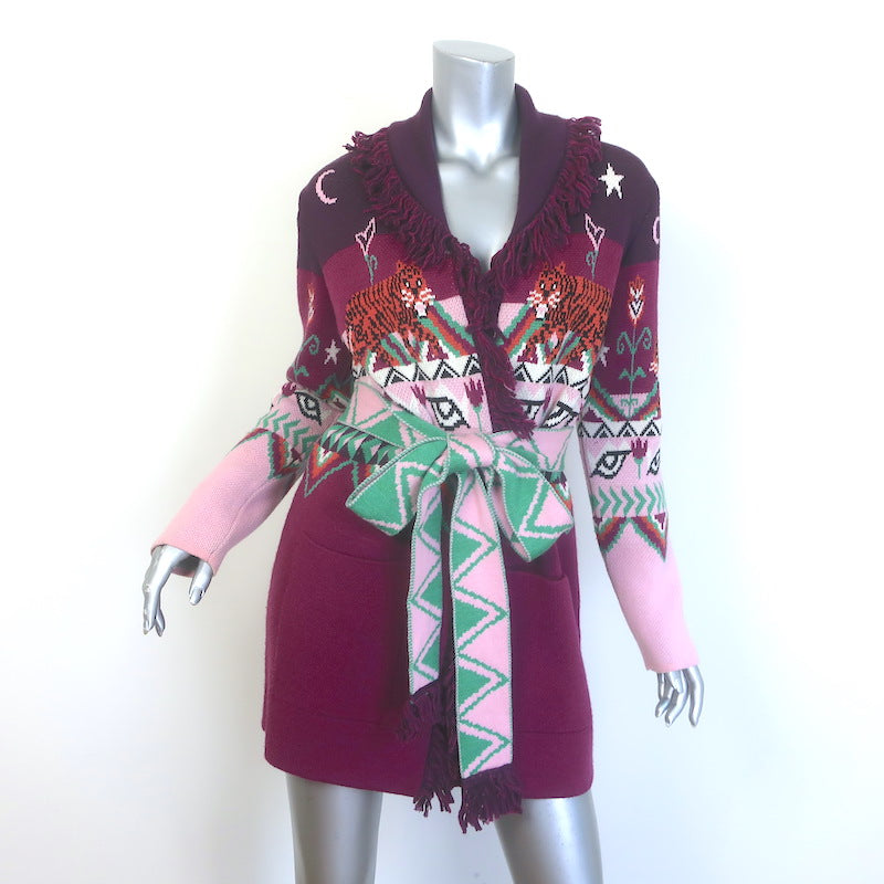 Hayley Menzies Tigress Belted Fringe Cardigan 