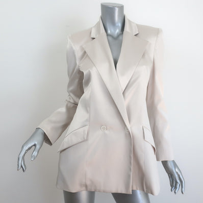 Heidi Merrick Double Breasted Satin Blazer Off-White Size Extra Small NEW