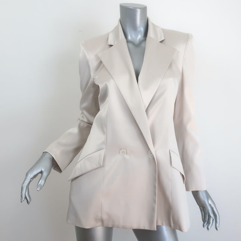 Heidi Merrick Double Breasted Satin Blazer Off-White Size Extra Small NEW