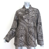 Heirlome Oversized Button Down Blouse Brown Jyma Print Silk Size Extra Small