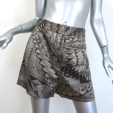 Heirlome Victoria High Waisted Shorts Brown Jyma Print Silk Satin Size 6