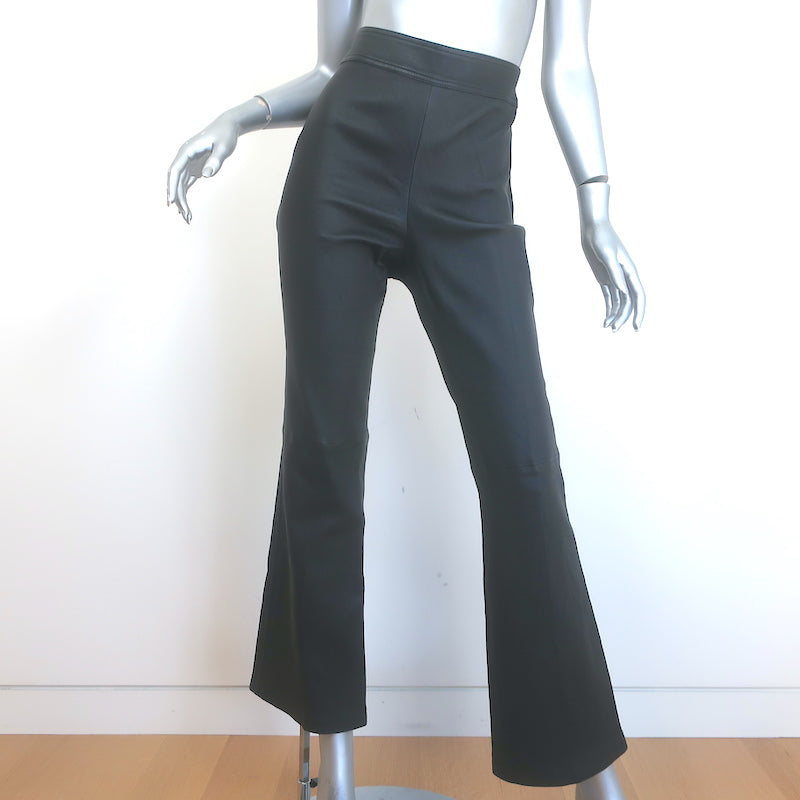 Helmut Lang Crop Flare Leather Pants Black Size 10