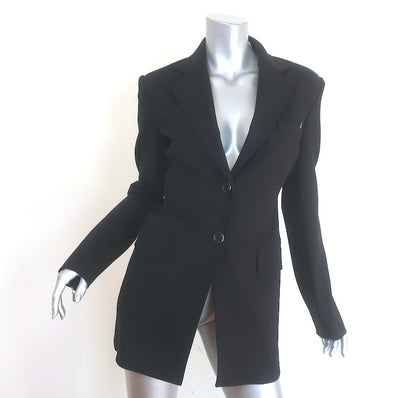 Helmut Lang Cut & Sew Zipped-Sleeve Blazer Black Stretch Jersey Size 0