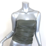 Helmut Lang Ruched Faux Leather Tube Top 