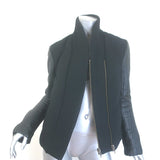 Helmut Lang Strata Leather-Sleeve Down Puffer Jacket Black Size Small