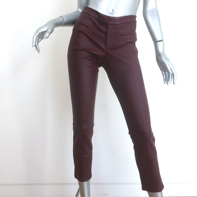 Authentic pre-owned Helmut Lang stretch leather skinny pants in burgundy, size 4