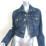 Helmut Lang Unisex Cropped Denim Trucker Jacket Dark Blue Cotton Size Small