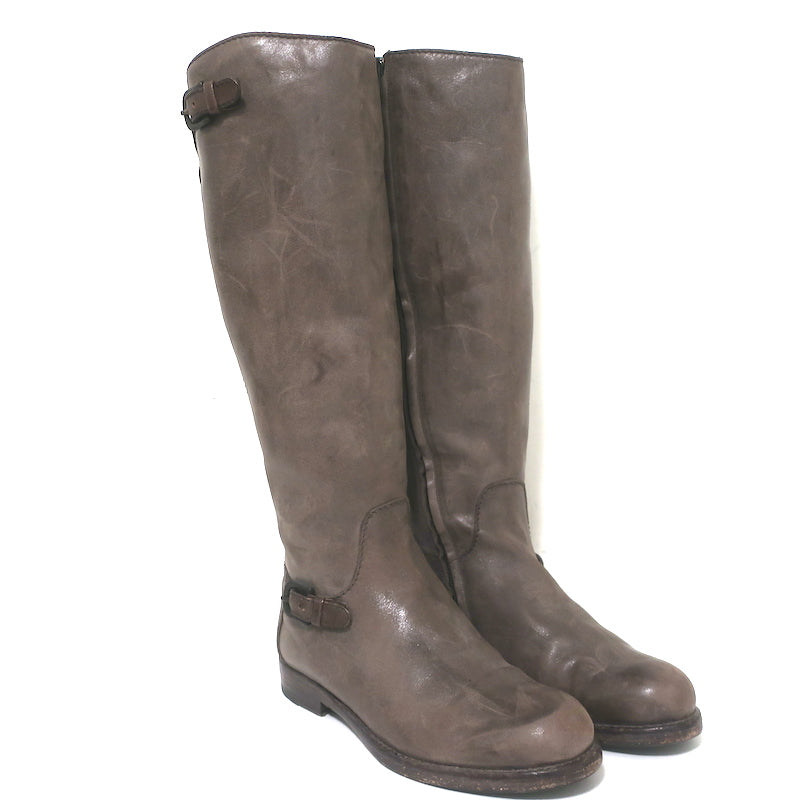 Henry Beguelin Knee High Riding Boots Brown Distressed Leather Size 38