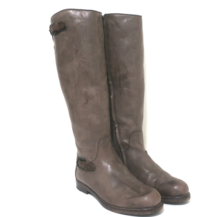 Henry Beguelin Knee High Riding Boots Brown Distressed Leather Size 38