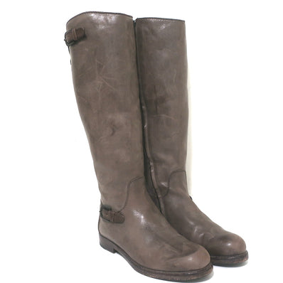 Henry Beguelin Knee High Riding Boots Brown Distressed Leather Size 38