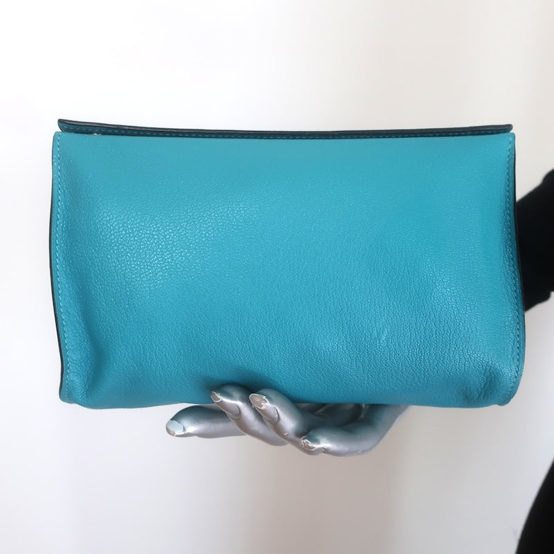 Hermes 2006 Karo GM Pouch Turquoise