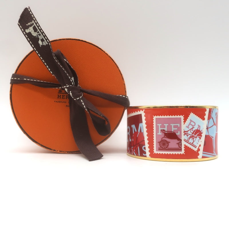 Hermes 2007 Postage Stamp Extra Wide Enamel Bangle 
