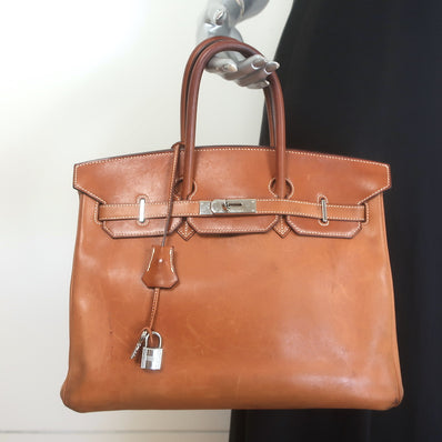 Hermes Birkin 30 Bag Fauve Box Leather Palladium Hardware 2003