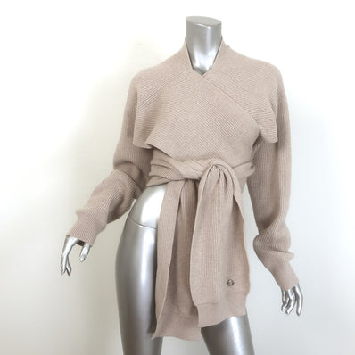 Hermes Cashmere Cropped Wrap Sweater Beige