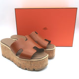 Hermes Eze 30 Cork Platform Wedge