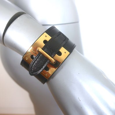 Hermes Intense Cuff Bracelet Black Leather 