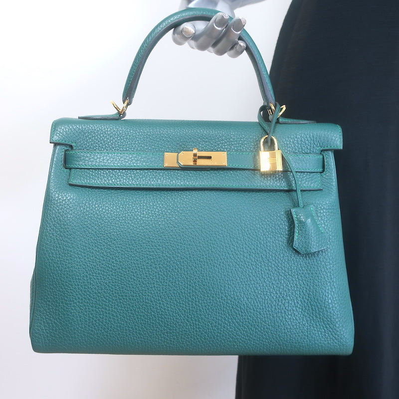 Hermes Kelly 32 Bag Malachite Togo Leather