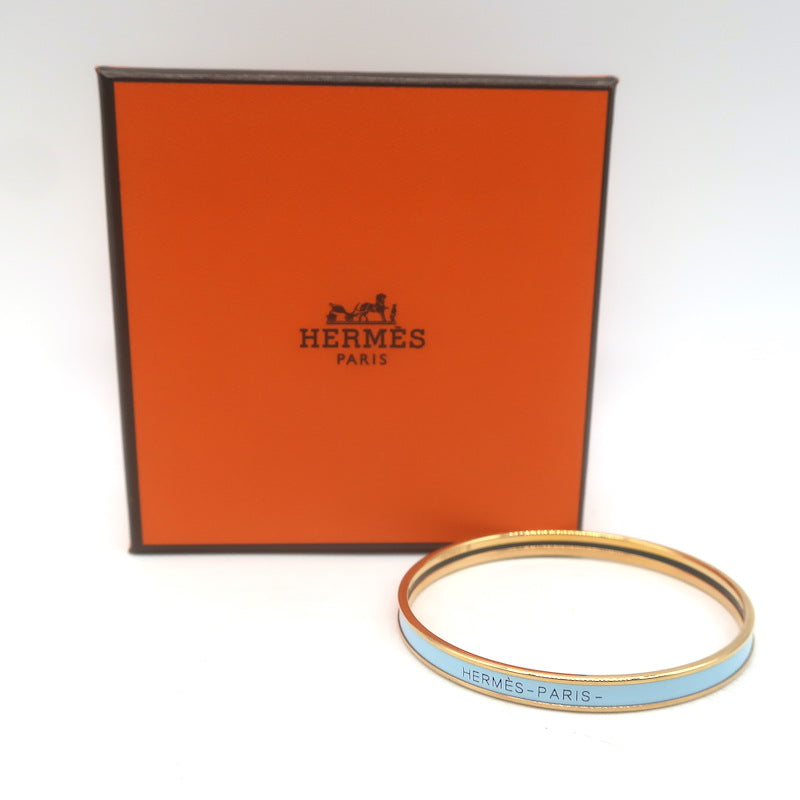 Hermes Uni Bangle Bracelet Bleu Orage Enamel Size 65