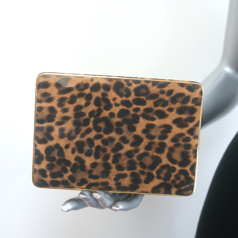 Hunting Season The Square Compact Clutch Leopard Print Suede