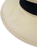 Janessa Leone Michon Straw Fedora Hat Bleach with Black Band Size Medium