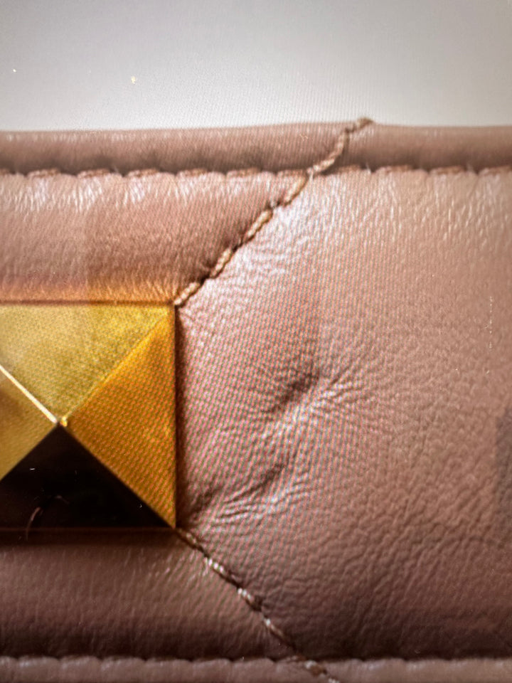 Valentino Roman Stud Large Shoulder Bag Blush Quilted Leather Crossbody NEW