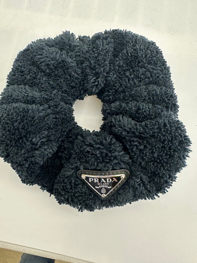 Prada Terrycloth Black Hair Scrunchie