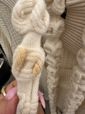 Chanel Textured Knit Tunic Sweater with Removable Belt Cream Wool Size 42
