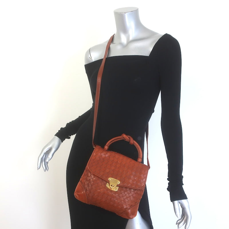 Vintage Bottega Veneta Intrecciato Top Handle Turn Lock Bag 